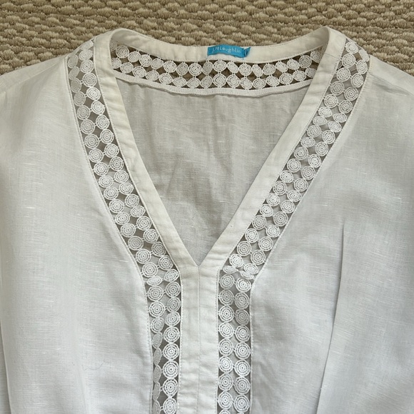 JMcLaughlin Linen Cotton Blend Swim Coverup with drawstring - Picture 2 of 7